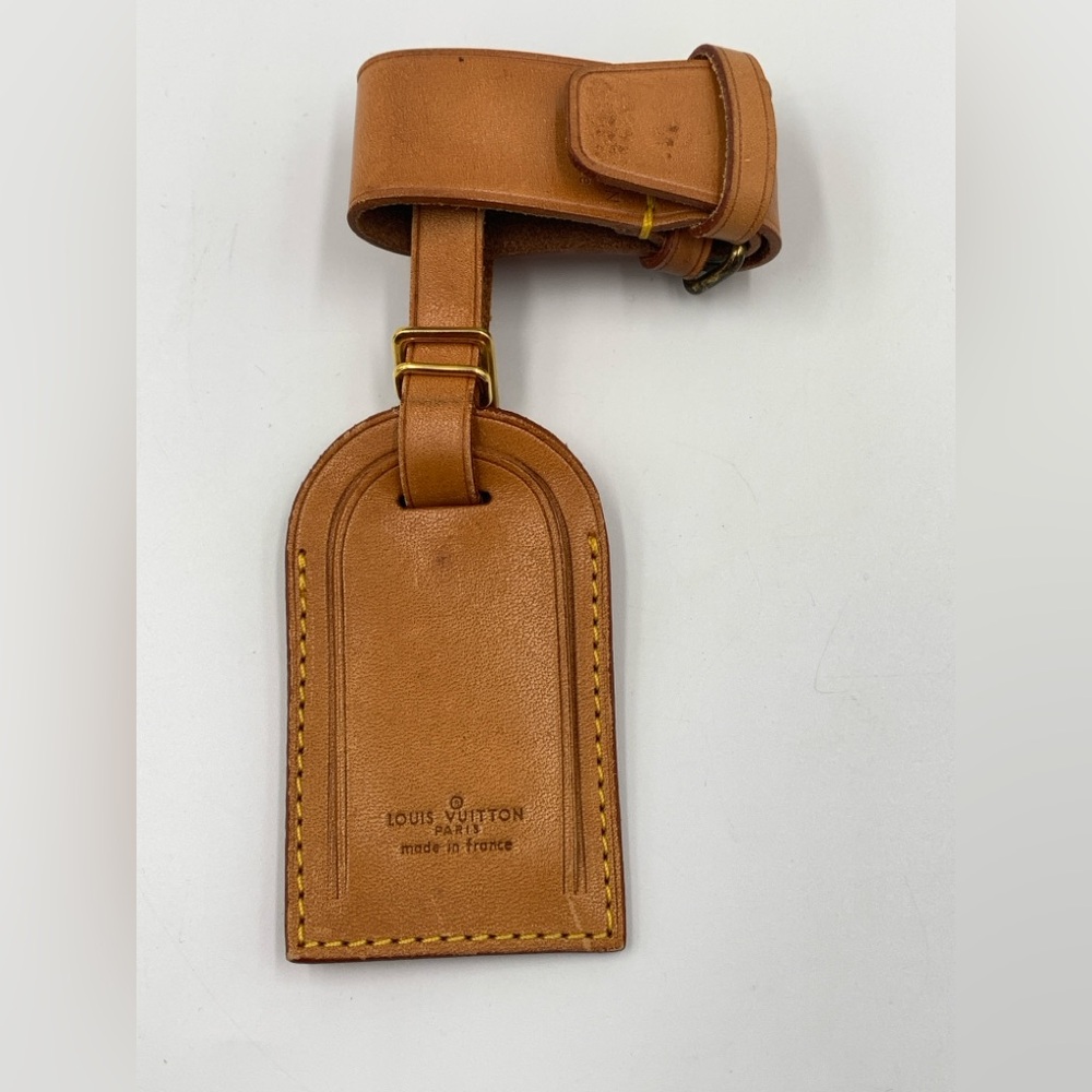 Authentic Louis Vuitton Vachetta Luggage Tag (Privacy Flap) & Poignet Set